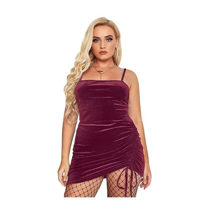 maroon velvet mini dress