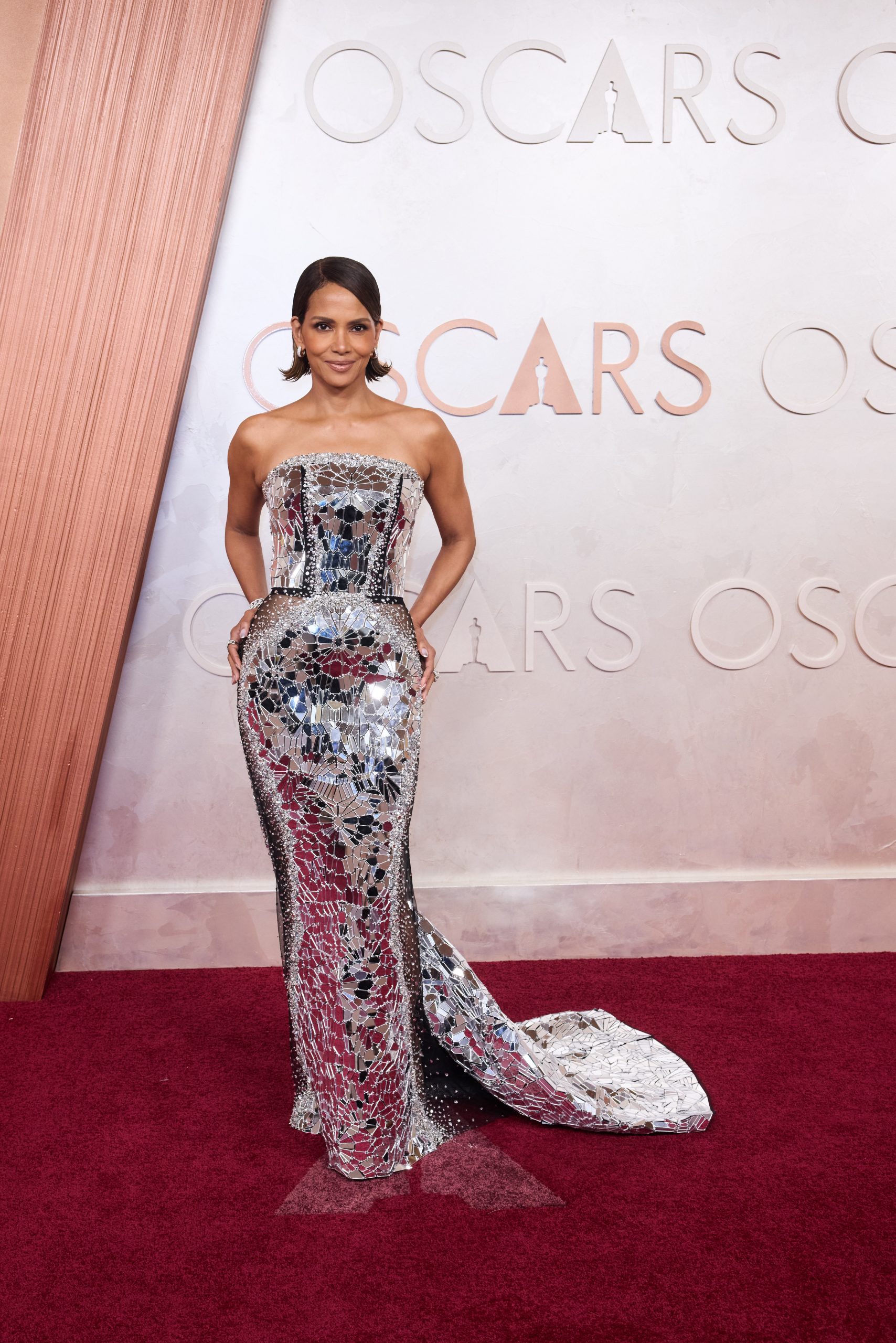 Halle Berry on a red carpet.